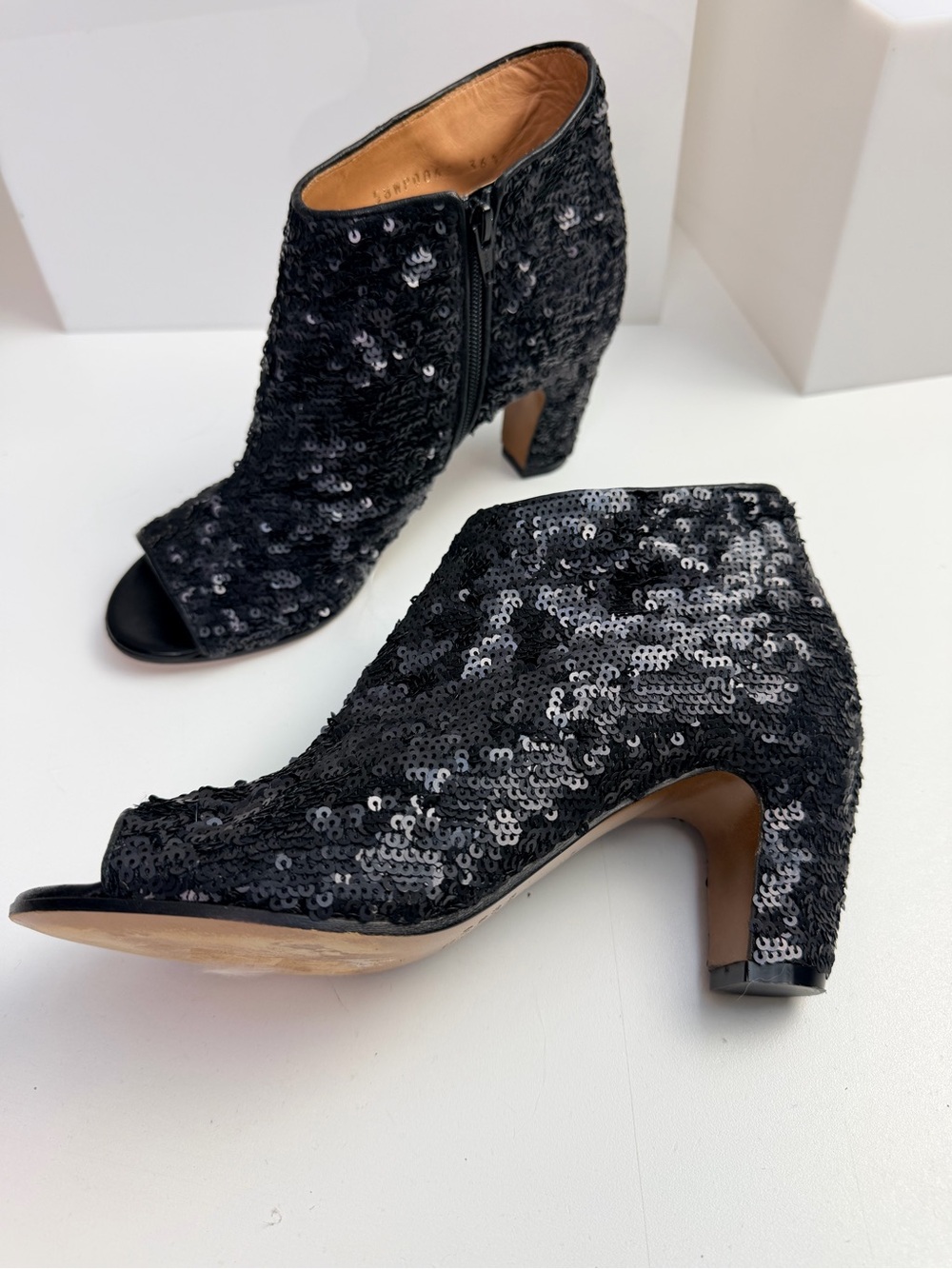 Maison Martin Margiela Sequin Black Booties Size 36.5 EU or 6.5 US